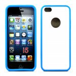 Wholesale iPhone 5 5S Gummy Hybrid Case (Blue White)